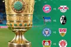 德国杯1/4决赛对阵：拜仁VS莱比锡 勒沃库森VS圣保利