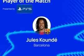 梅开二度助球队逆转，官方：孔德当选巴萨2-1法兰克福全场最佳